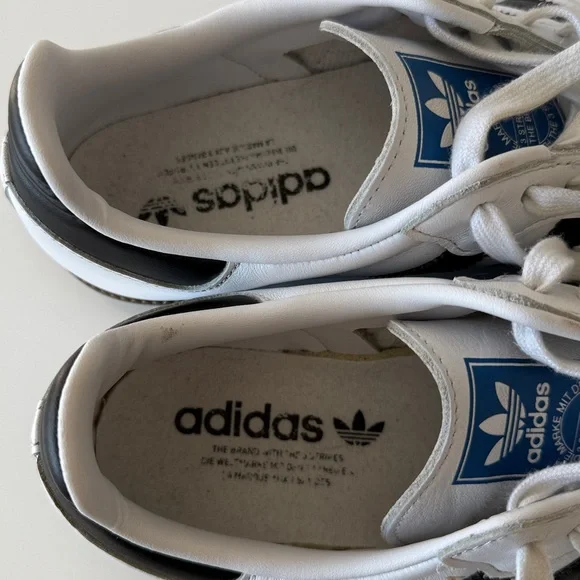 Adidas Classic White Leather Black Striped Samba Gum Sole Mens Sneakers 7 1/2 - Picture 6 of 11